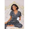 Ekouaer Pajamas for Women Set 2 Piece Lounge Set Soft Pajama Sets Short Sleeve and Pants Pj Sets Loose Sleepwear with Pockets(Grey Flower)