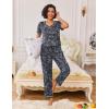 Ekouaer Pajamas for Women Set 2 Piece Lounge Set Soft Pajama Sets Short Sleeve and Pants Pj Sets Loose Sleepwear with Pockets(Grey Flower)
