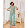 Ekouaer Pajamas for Women Set 2 Piece Lounge Set Soft Pajama Sets Short Sleeve and Pants Pj Sets Loose Sleepwear with Pockets(Light Green Plaid)