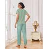 Ekouaer Pajamas for Women Set 2 Piece Lounge Set Soft Pajama Sets Short Sleeve and Pants Pj Sets Loose Sleepwear with Pockets(Light Green Plaid)