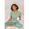 Ekouaer Pajamas for Women Set 2 Piece Lounge Set Soft Pajama Sets Short Sleeve and Pants Pj Sets Loose Sleepwear with Pockets(Light Green Plaid)