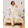 Ekouaer Pajamas for Women Set 2 Piece Lounge Set Soft Pajama Sets Short Sleeve and Pants Pj Sets Loose Sleepwear with Pockets(Light Yellow Flowers)