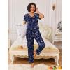 Ekouaer Pajamas for Women Set 2 Piece Lounge Set Soft Pajama Sets Short Sleeve and Pants Pj Sets Loose Sleepwear with Pockets(Navy Blue Flower)