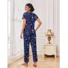 Ekouaer Pajamas for Women Set 2 Piece Lounge Set Soft Pajama Sets Short Sleeve and Pants Pj Sets Loose Sleepwear with Pockets(Navy Blue Flower)