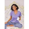 Ekouaer Pajamas for Women Set 2 Piece Lounge Set Soft Pajama Sets Short Sleeve and Pants Pj Sets Loose Sleepwear with Pockets(Purple Plaid)