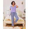 Ekouaer Pajamas for Women Set 2 Piece Lounge Set Soft Pajama Sets Short Sleeve and Pants Pj Sets Loose Sleepwear with Pockets(Purple Plaid)