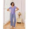 Ekouaer Pajamas for Women Set 2 Piece Lounge Set Soft Pajama Sets Short Sleeve and Pants Pj Sets Loose Sleepwear with Pockets(Purple Plaid)