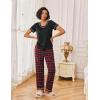 Ekouaer Pajamas for Women Set 2 Piece Lounge Set Soft Pajama Sets Short Sleeve and Pants Pj Sets Loose Sleepwear with Pockets(Red Plaid)
