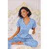 Ekouaer Pajamas for Women Set 2 Piece Lounge Set Soft Pajama Sets Short Sleeve and Pants Pj Sets Loose Sleepwear with Pockets(Teddy Bear)