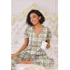 Ekouaer Pajamas for Women Set 2 Piece Lounge Set Soft Pajama Sets Short Sleeve and Pants Pj Sets Loose Sleepwear with Pockets(Teddy Bear Plaid)