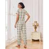 Ekouaer Pajamas for Women Set 2 Piece Lounge Set Soft Pajama Sets Short Sleeve and Pants Pj Sets Loose Sleepwear with Pockets(Teddy Bear Plaid)