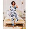 Ekouaer Pajamas for Women Set 2 Piece Lounge Set Soft Pajama Sets Short Sleeve and Pants Pj Sets Loose Sleepwear with Pockets(White and Blue Flower)