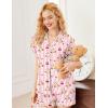 Ekouaer Pajamas for Women Set Button Up Pjs Short Sleeve Ruffle Sleepwear Notch Collar Bride Soft Pj Lounge Sets S-XXL(Pink Striped Teddy)