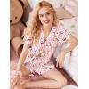 Ekouaer Pajamas for Women Set Button Up Pjs Short Sleeve Ruffle Sleepwear Notch Collar Bride Soft Pj Lounge Sets S-XXL(Pink Striped Teddy)