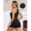Ekouaer Ribbed Cami Pajamas Set 2 Piece Rib Knit Camisoles Pjs Racerback Tank Top with Shorts Lounge Sets for Women(Black)