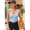 Ekouaer Ribbed Cami Pajamas Set 2 Piece Rib Knit Camisoles Pjs Racerback Tank Top with Shorts Lounge Sets for Women(Light Blue)