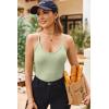 Ekouaer Ribbed Cami Pajamas Set 2 Piece Rib Knit Camisoles Pjs Racerback Tank Top with Shorts Lounge Sets for Women(Light Green)