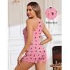 Ekouaer Ribbed Cami Pajamas Set 2 Piece Rib Knit Camisoles Pjs Racerback Tank Top with Shorts Lounge Sets for Women(Pink Black Butterfly)