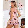 Ekouaer Ribbed Cami Pajamas Set 2 Piece Rib Knit Camisoles Pjs Racerback Tank Top with Shorts Lounge Sets for Women(Pink Black Heart)