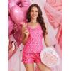 Ekouaer Ribbed Cami Pajamas Set 2 Piece Rib Knit Camisoles Pjs Racerback Tank Top with Shorts Lounge Sets for Women(Pink Leopard)