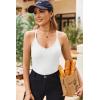 Ekouaer Ribbed Cami Pajamas Set 2 Piece Rib Knit Camisoles Pjs Racerback Tank Top with Shorts Lounge Sets for Women(White)
