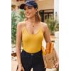 Ekouaer Ribbed Cami Pajamas Set 2 Piece Rib Knit Camisoles Pjs Racerback Tank Top with Shorts Lounge Sets for Women(Yellow)