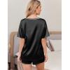 Ekouaer Satin Pajama Set for Women 2 piece Silky Pj Set Soft Short Sleeve Sleepwear Summer Loungewear, S-XXL(Black)