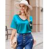 Ekouaer Satin Pajama Set for Women 2 piece Silky Pj Set Soft Short Sleeve Sleepwear Summer Loungewear, S-XXL(Blue Green)
