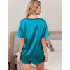 Ekouaer Satin Pajama Set for Women 2 piece Silky Pj Set Soft Short Sleeve Sleepwear Summer Loungewear, S-XXL(Blue Green)