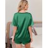 Ekouaer Satin Pajama Set for Women 2 piece Silky Pj Set Soft Short Sleeve Sleepwear Summer Loungewear, S-XXL(Ivy Green)
