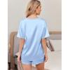Ekouaer Satin Pajama Set for Women 2 piece Silky Pj Set Soft Short Sleeve Sleepwear Summer Loungewear, S-XXL(Light Blue)