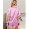 Ekouaer Satin Pajama Set for Women 2 piece Silky Pj Set Soft Short Sleeve Sleepwear Summer Loungewear, S-XXL(Mauve Red)