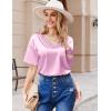 Ekouaer Satin Pajama Set for Women 2 piece Silky Pj Set Soft Short Sleeve Sleepwear Summer Loungewear, S-XXL(Mauve Red)