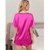 Ekouaer Satin Pajama Set for Women 2 piece Silky Pj Set Soft Short Sleeve Sleepwear Summer Loungewear, S-XXL(Rose Red)