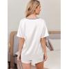 Ekouaer Satin Pajama Set for Women 2 piece Silky Pj Set Soft Short Sleeve Sleepwear Summer Loungewear, S-XXL(White)