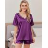 Ekouaer Satin Pajama Set for Women 2 piece Silky Pj Set Soft Short Sleeve Sleepwear Summer Loungewear, S-XXL(Wineberry)