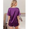 Ekouaer Satin Pajama Set for Women 2 piece Silky Pj Set Soft Short Sleeve Sleepwear Summer Loungewear, S-XXL(Wineberry)