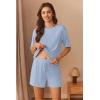 Ekouaer Short Sleeve Pajamas Set Ribbed Knit Lounge Sets for Women Pjs Shorts Set Two Piece Shorts Outfits Set(Light Blue)