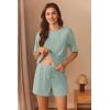 Ekouaer Short Sleeve Pajamas Set Ribbed Knit Lounge Sets for Women Pjs Shorts Set Two Piece Shorts Outfits Set(Light Green)