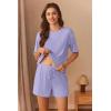 Ekouaer Short Sleeve Pajamas Set Ribbed Knit Lounge Sets for Women Pjs Shorts Set Two Piece Shorts Outfits Set(Lilac)
