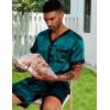 Ekouaer Silk Pajamas for Men Satin Pajama Shorts 2 Piece Button Down Pj Set V Neck Sleepwear Loungewear with Pockets S-XXL(Dark Green)