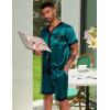 Ekouaer Silk Pajamas for Men Satin Pajama Shorts 2 Piece Button Down Pj Set V Neck Sleepwear Loungewear with Pockets S-XXL(Dark Green)