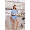 Ekouaer Soft Pajamas set for Women Loose Lounge Set Crew Neck T-Shirts Top and Sport Shorts Tracksuit with Pockets(Baby Blue)