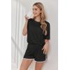 Ekouaer Soft Pajamas set for Women Loose Lounge Set Crew Neck T-Shirts Top and Sport Shorts Tracksuit with Pockets(Black)