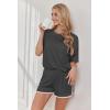 Ekouaer Soft Pajamas set for Women Loose Lounge Set Crew Neck T-Shirts Top and Sport Shorts Tracksuit with Pockets(Dark Gray)
