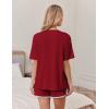 Ekouaer Soft Pajamas set for Women Loose Lounge Set Crew Neck T-Shirts Top and Sport Shorts Tracksuit with Pockets(Dark Red)