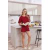 Ekouaer Soft Pajamas set for Women Loose Lounge Set Crew Neck T-Shirts Top and Sport Shorts Tracksuit with Pockets(Dark Red)
