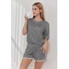 Ekouaer Soft Pajamas set for Women Loose Lounge Set Crew Neck T-Shirts Top and Sport Shorts Tracksuit with Pockets(Dim Gray)