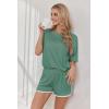 Ekouaer Soft Pajamas set for Women Loose Lounge Set Crew Neck T-Shirts Top and Sport Shorts Tracksuit with Pockets(Green)