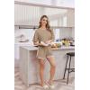 Ekouaer Soft Pajamas set for Women Loose Lounge Set Crew Neck T-Shirts Top and Sport Shorts Tracksuit with Pockets(Khaki)
